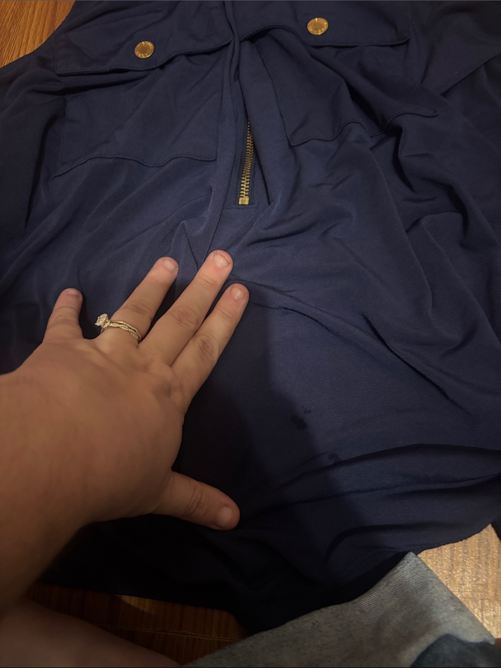 Sleeveless Navy Michael Kors Top with Front Zip and Pocket Details - Picture 3 of 3